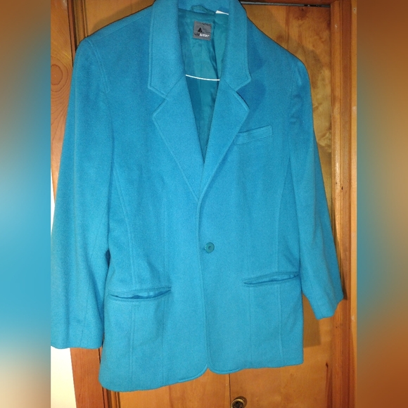 Vintage LizWear Liz Claiborne Women's Wool Blend Jacket Turquoise Size 14 Casual - Picture 2 of 12